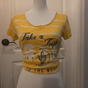 Hollister Yellow and White Casual Tee